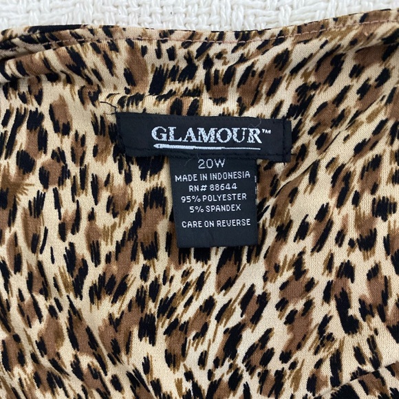 Glamour Women’s 20W Animal Print Sleeveless Wrap Dress — Stretch Belted Dress - Picture 3 of 5